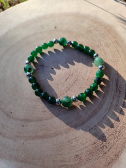 Bransoletka damska jadeit i chalcedon. Obwód nadgarstka max 17 cm.